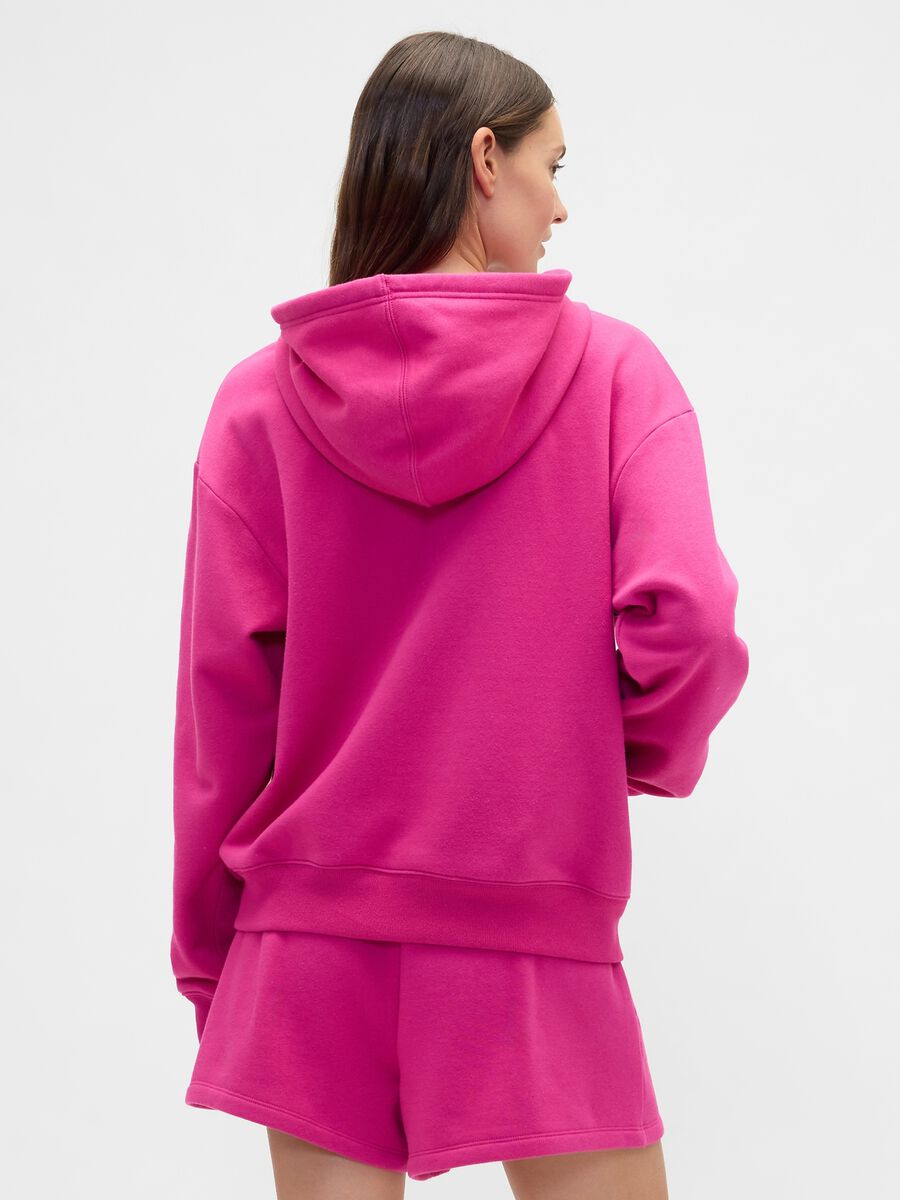 Felpa rosa con cappuccio e zip intera_2