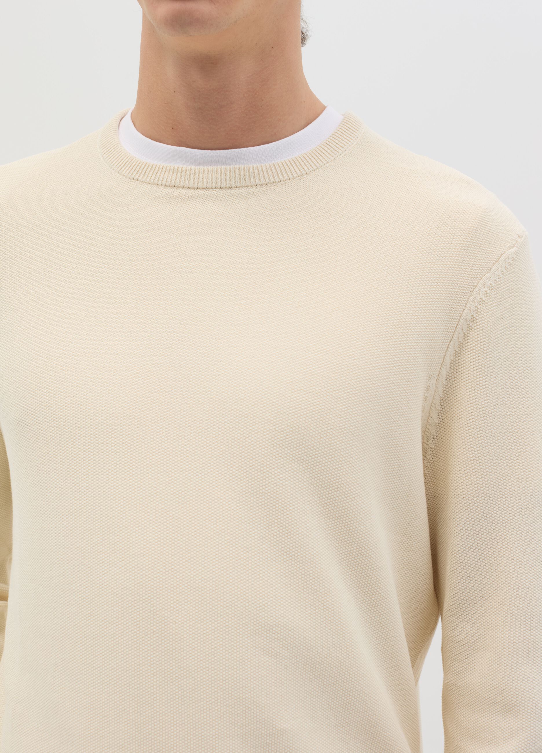 Pullover in cotone con micro trama