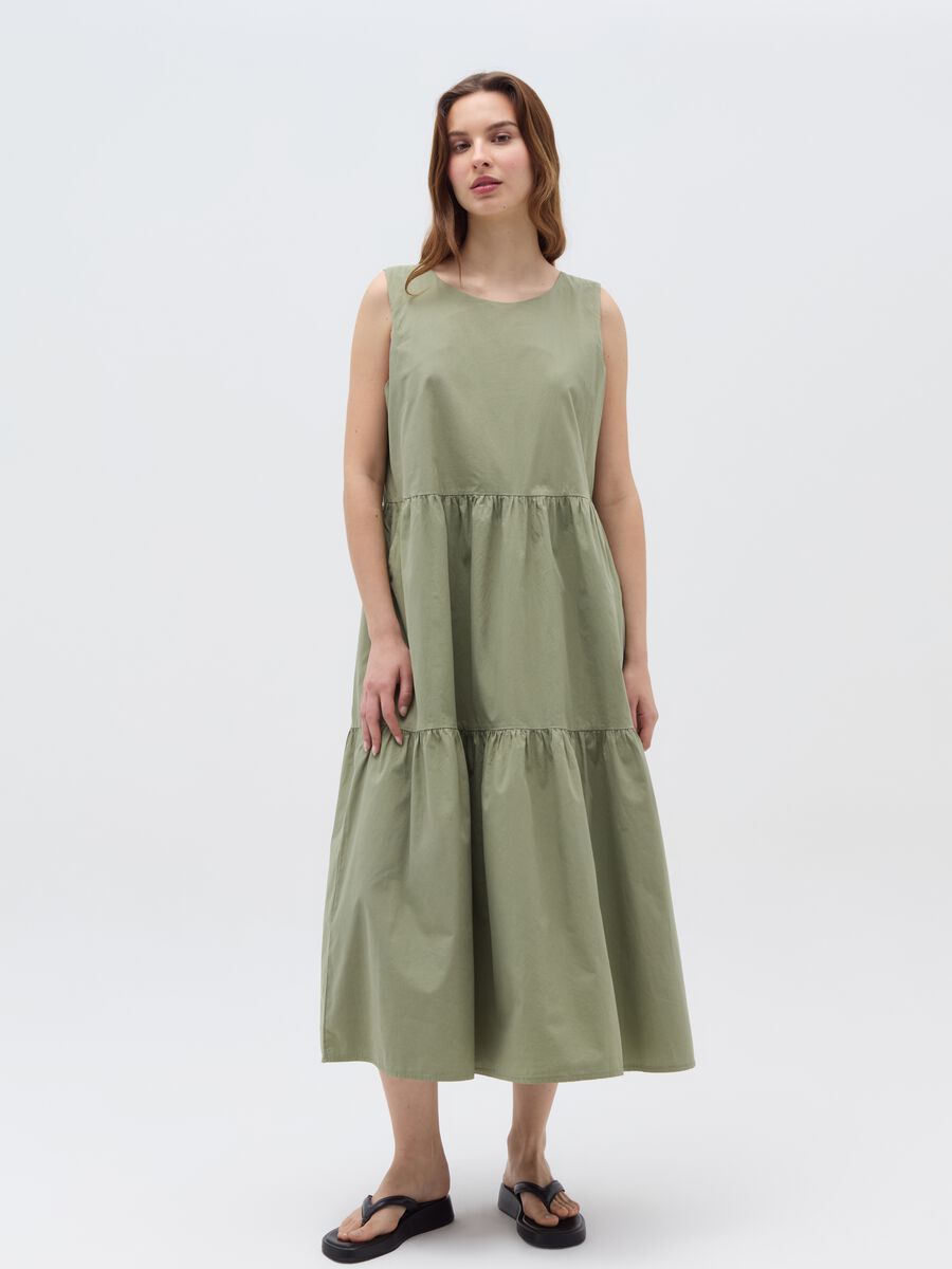 Long sleeveless tiered dress_0