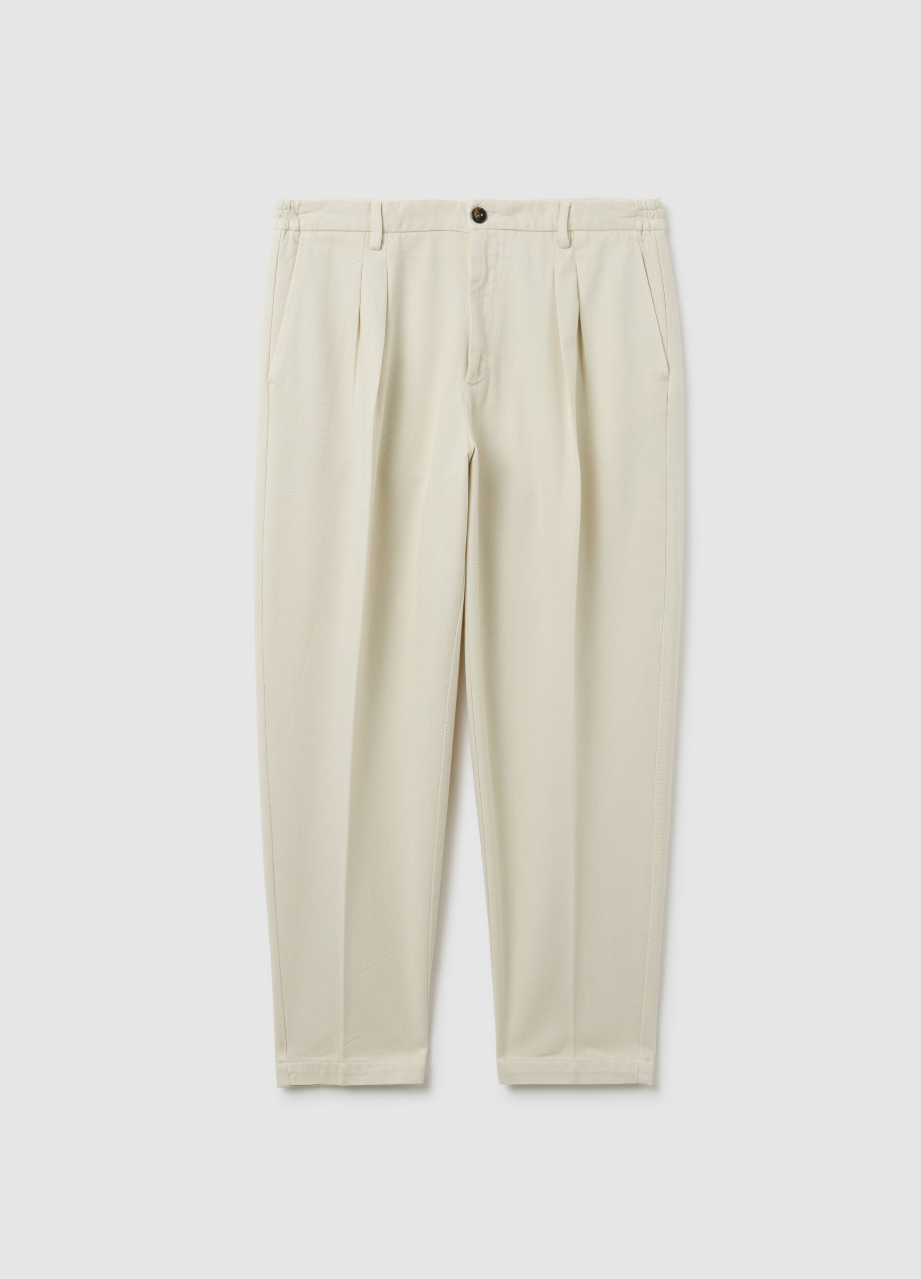 Beige chino trousers in pure cotton regular fit