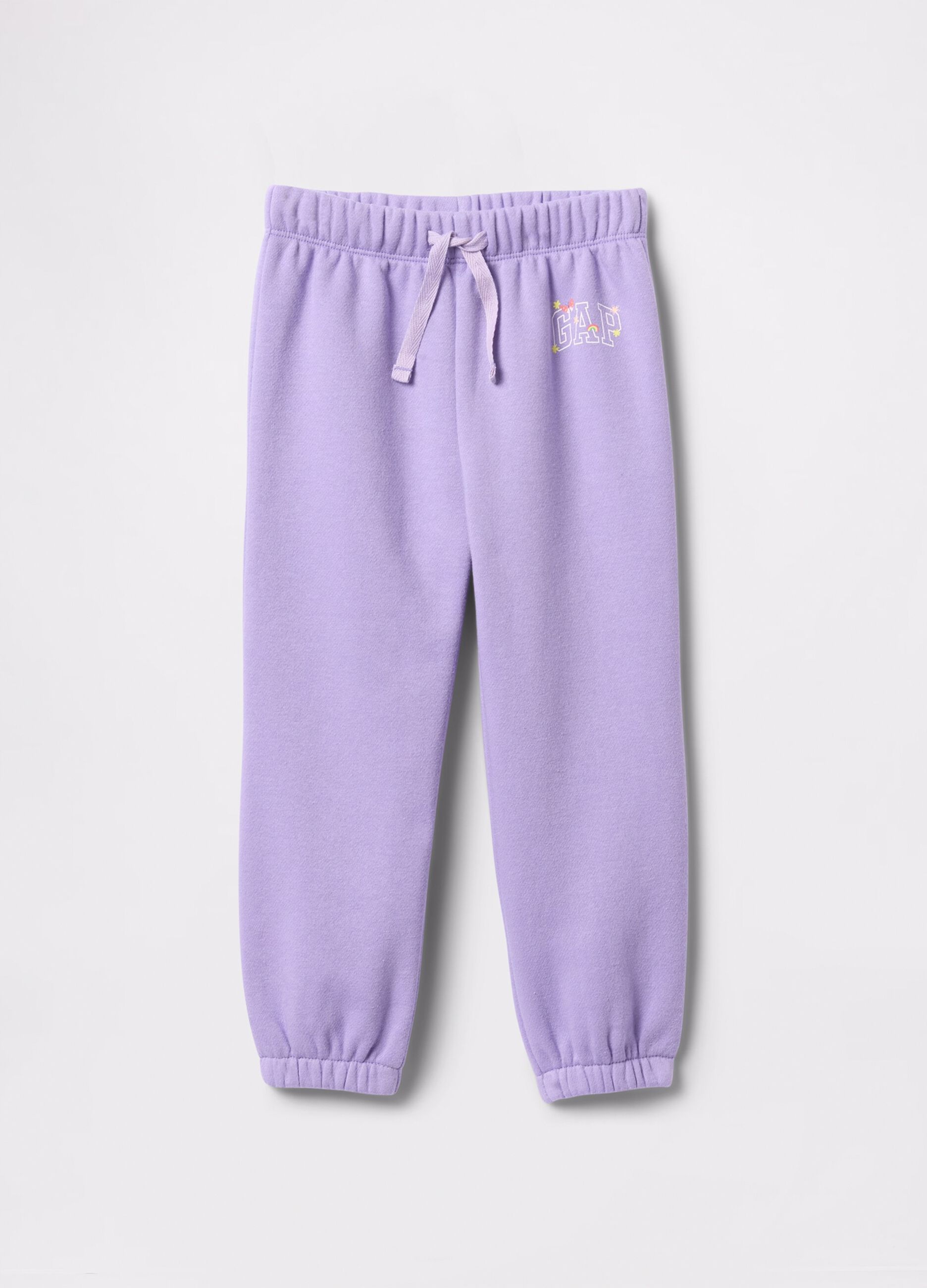 Purple joggers with drawstring and logo print