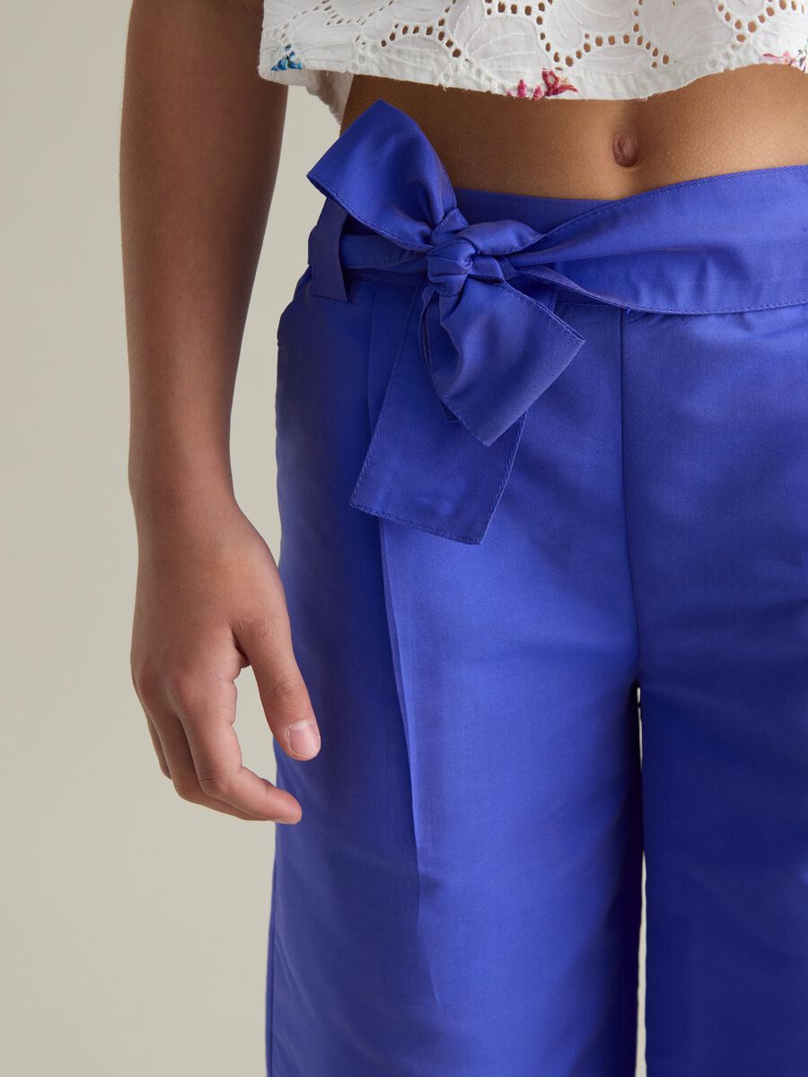 Girls’ wide-leg trousers in blue with elasticated waistband_3