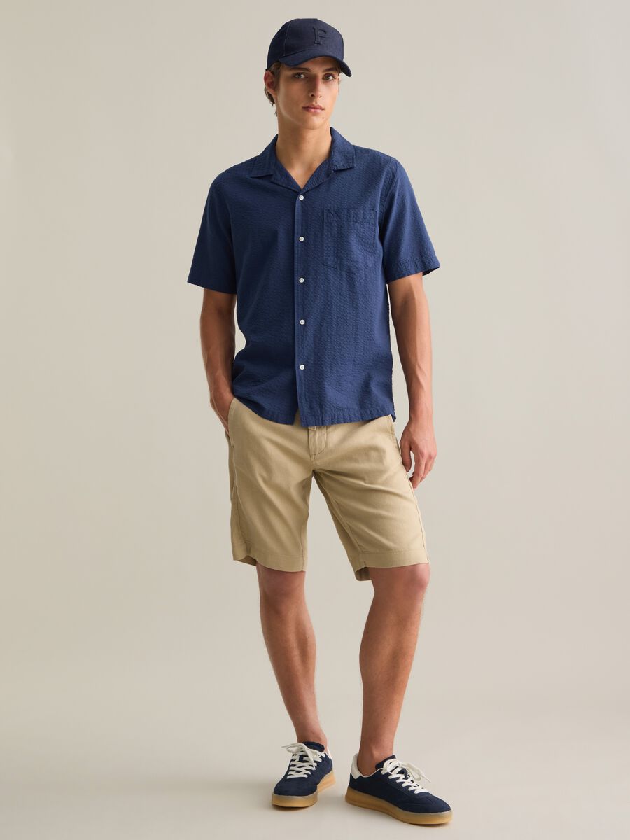 Men's beige cotton blend shorts regular fit_0