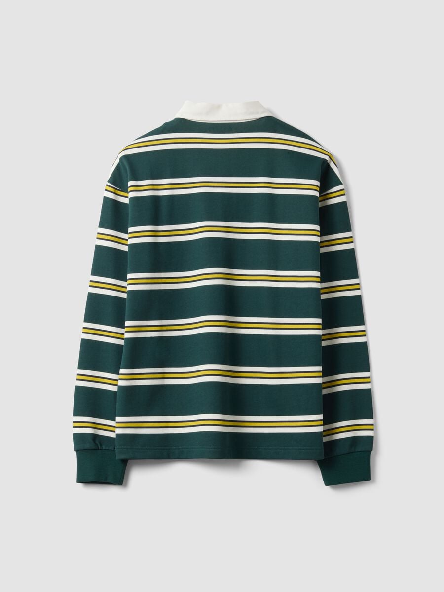 Polo verde e gialla in puro cotone a righe regular fit_2