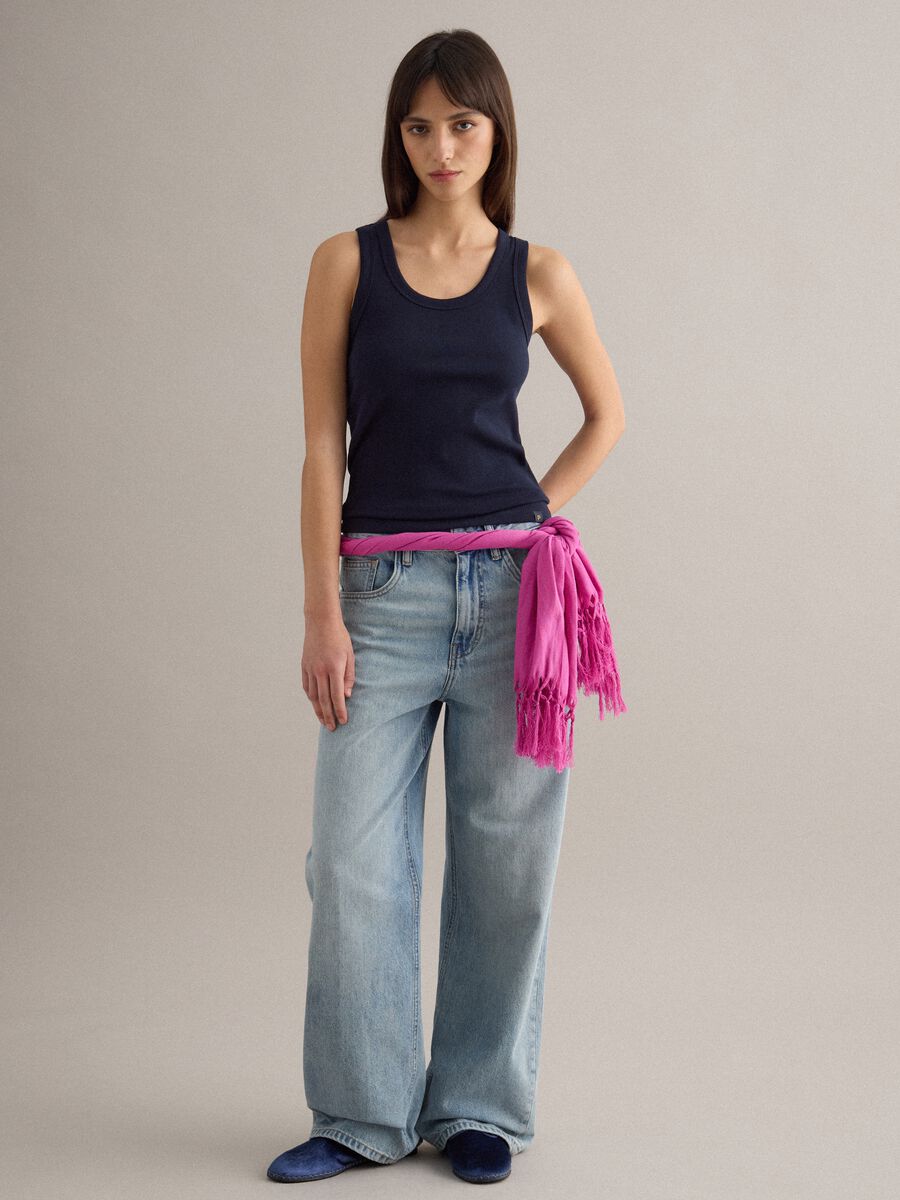 Tank top in cotone elasticizzato blu regular fit_1