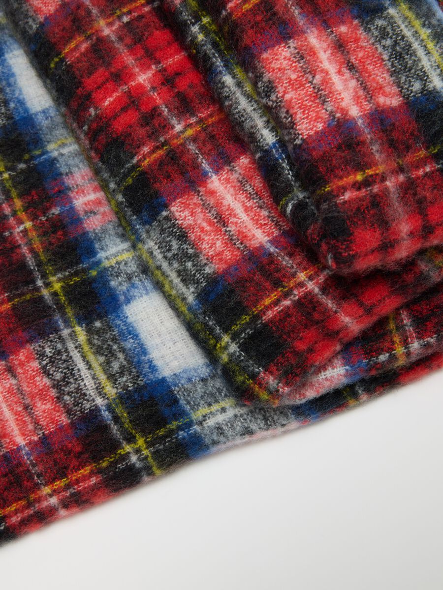 Multi-colour checked scarf with fringes_2