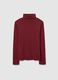 Red long sleeve turtle neck top in pure cotton regular fit_4