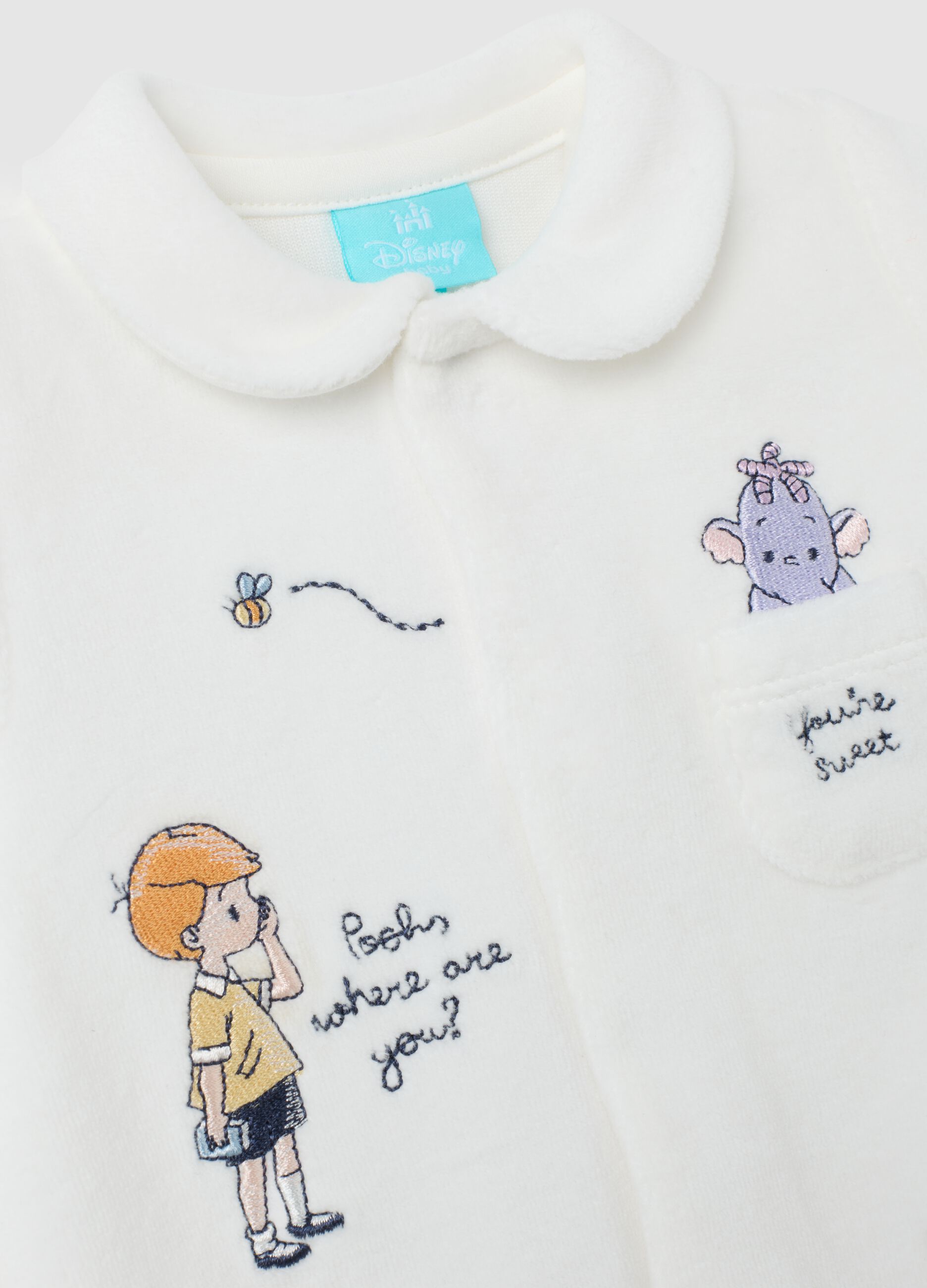 Newborn white cotton blend sleepsuit with prints