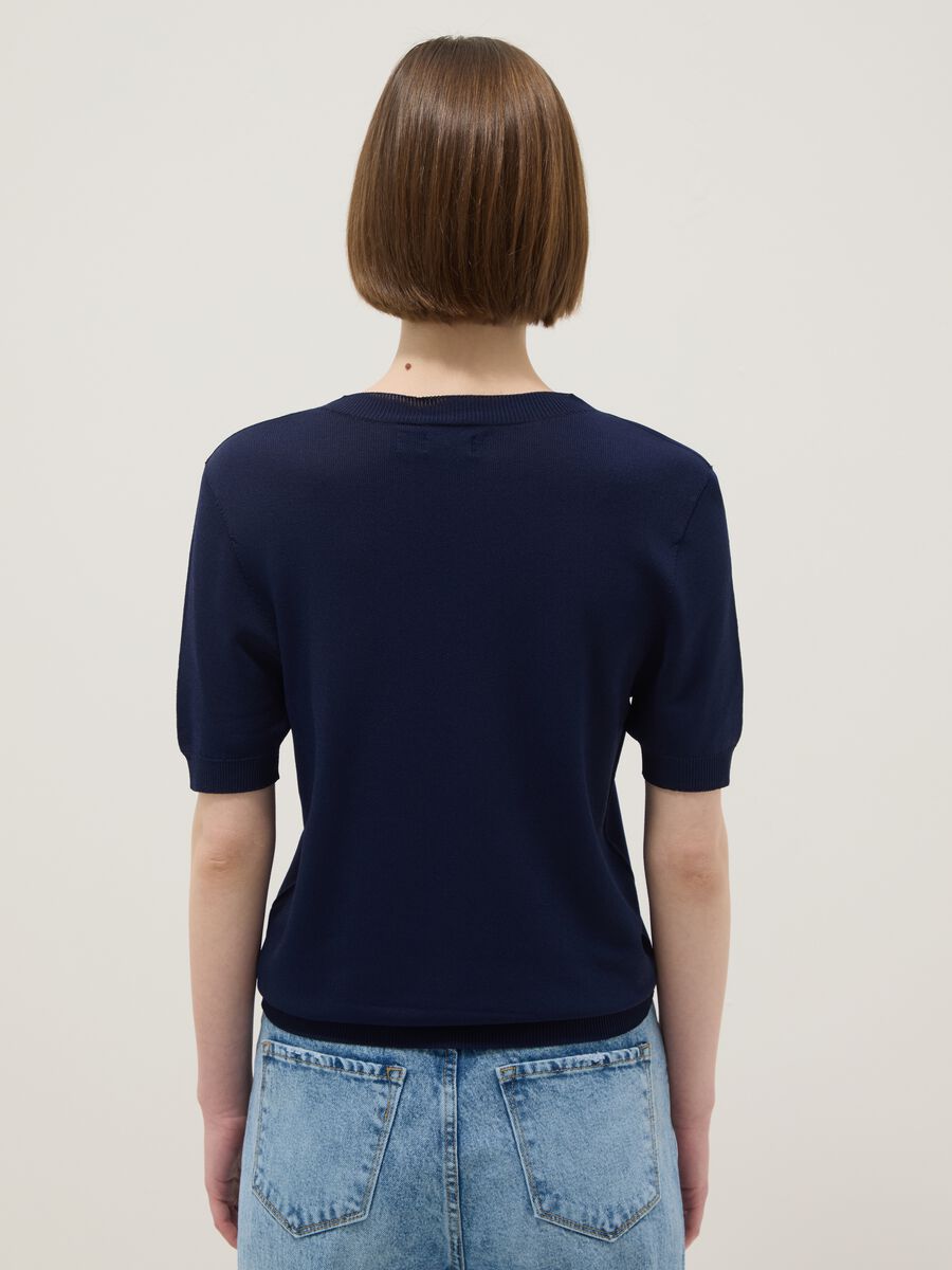 Blue Viscose Blend Regular Fit T-shirt_3