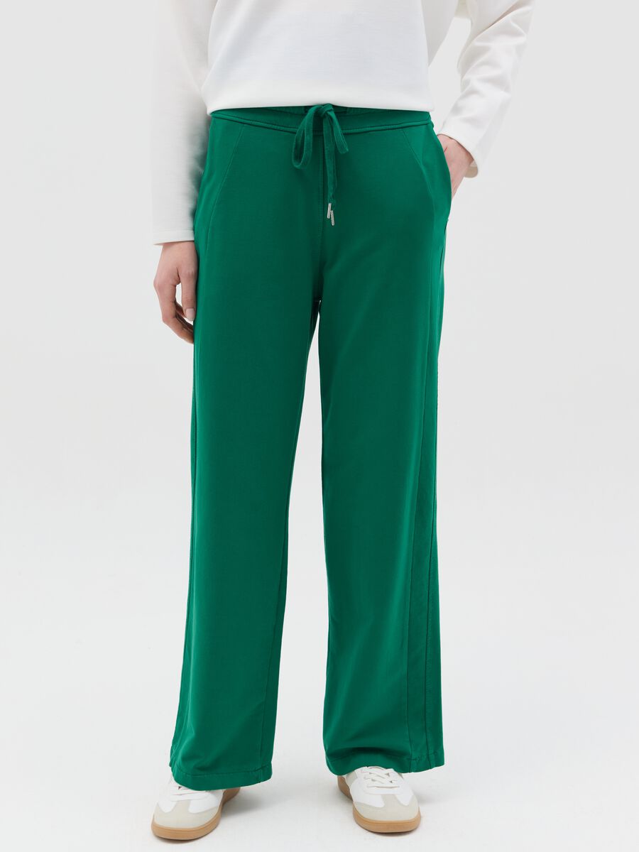 Green fluid trousers with wide leg_1