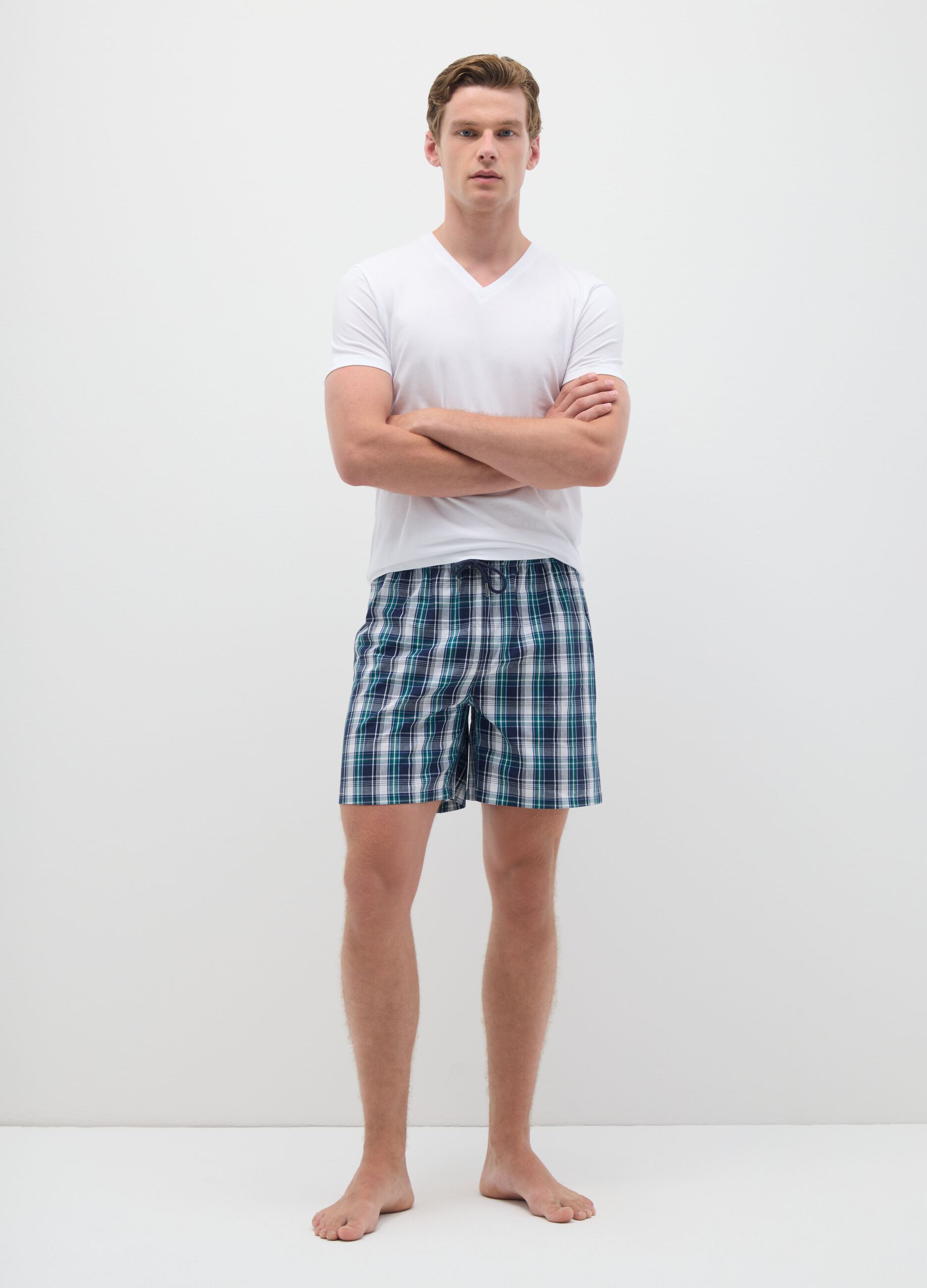 Men's multicolour pure cotton regular fit pyjama shorts