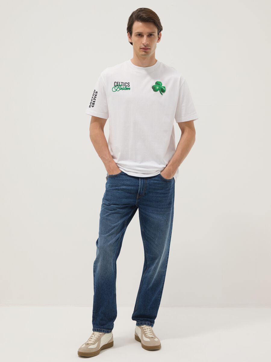 White pure cotton T-shirt with Boston Celtics logo_1