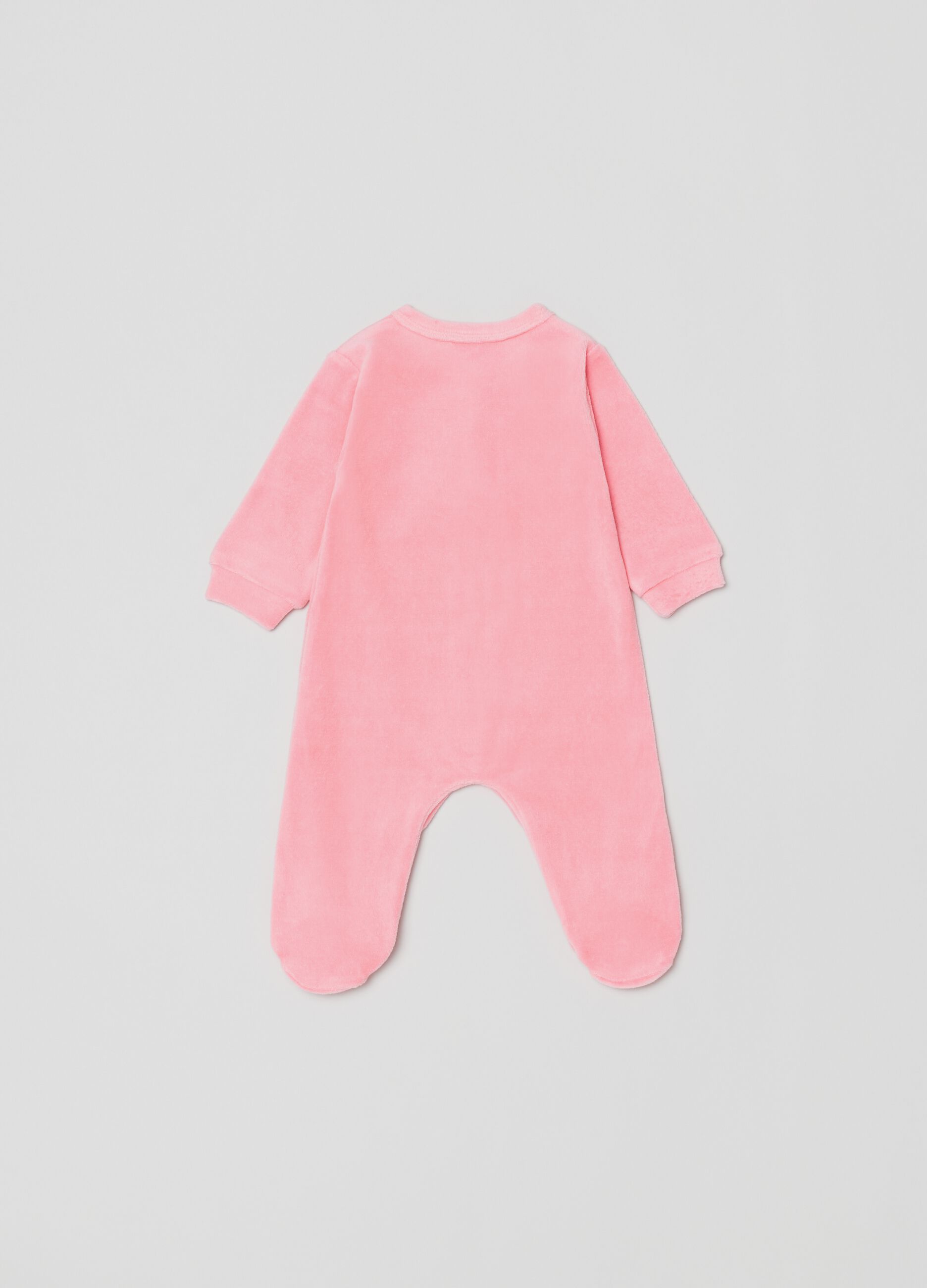 Tutina in velour piedini e ricamo orsetto_1