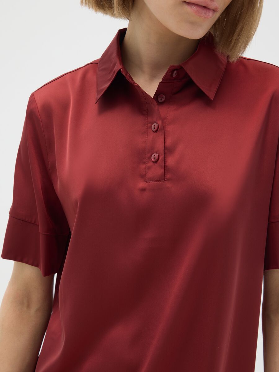 Camicia in satin rossa regular fit_3