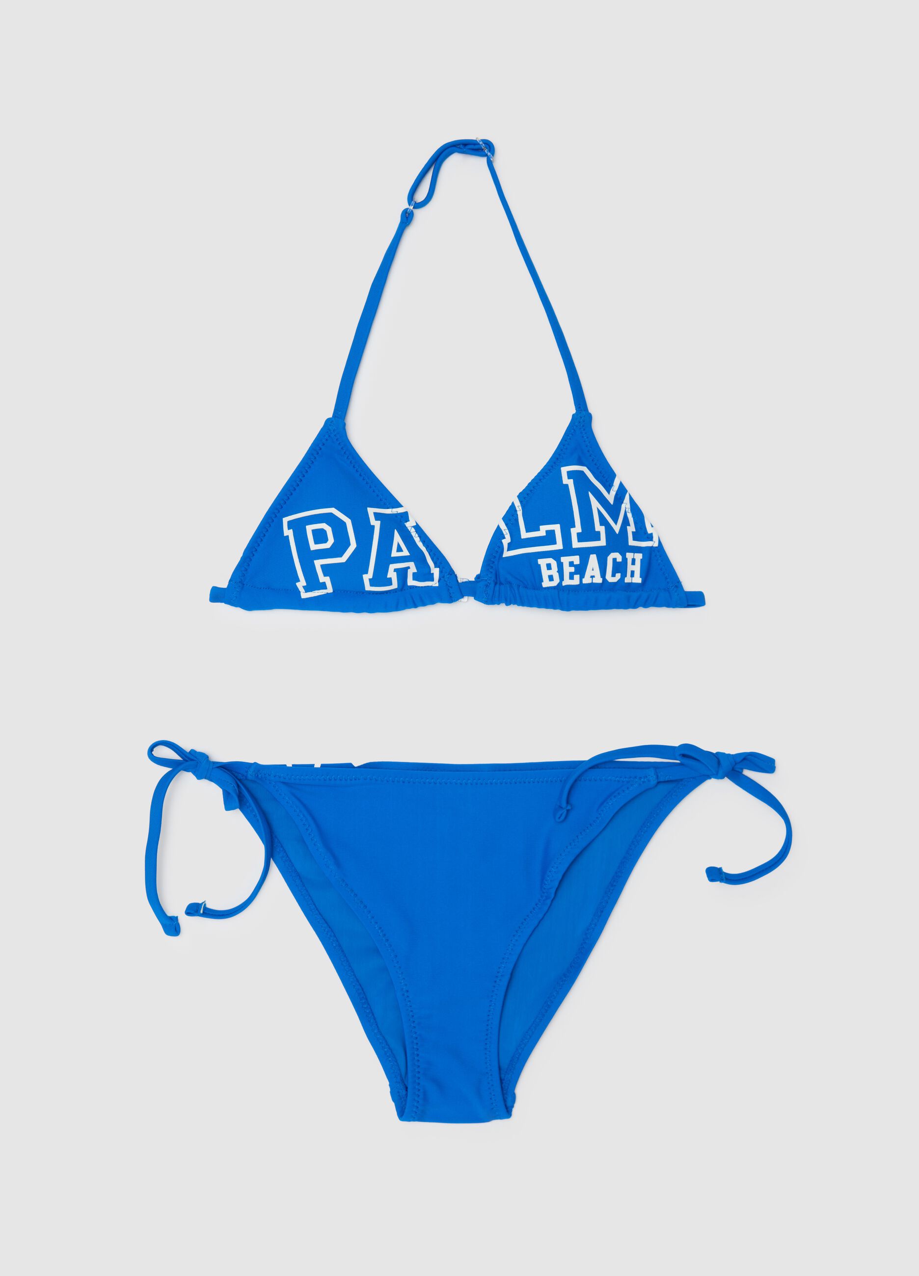 Girls' bikini in blue stretch blend
