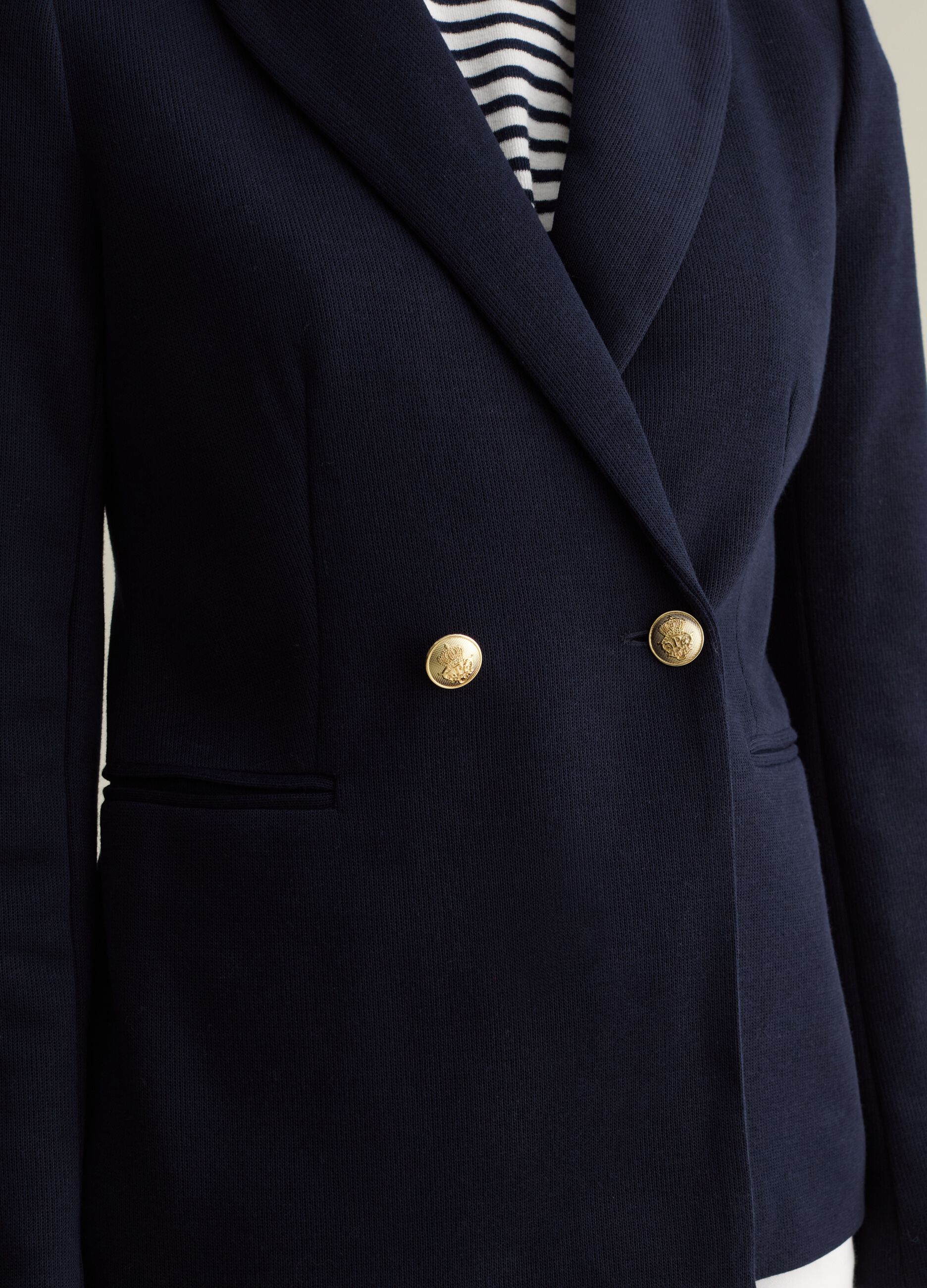 Double-breasted blazer in jersey with gold-coloured buttons