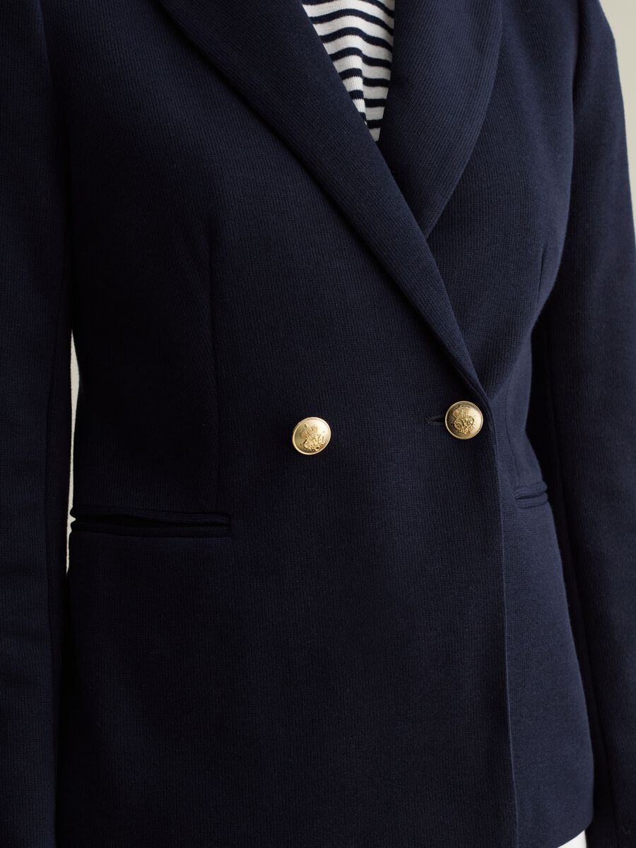 Double-breasted blazer in jersey with gold-coloured buttons_3