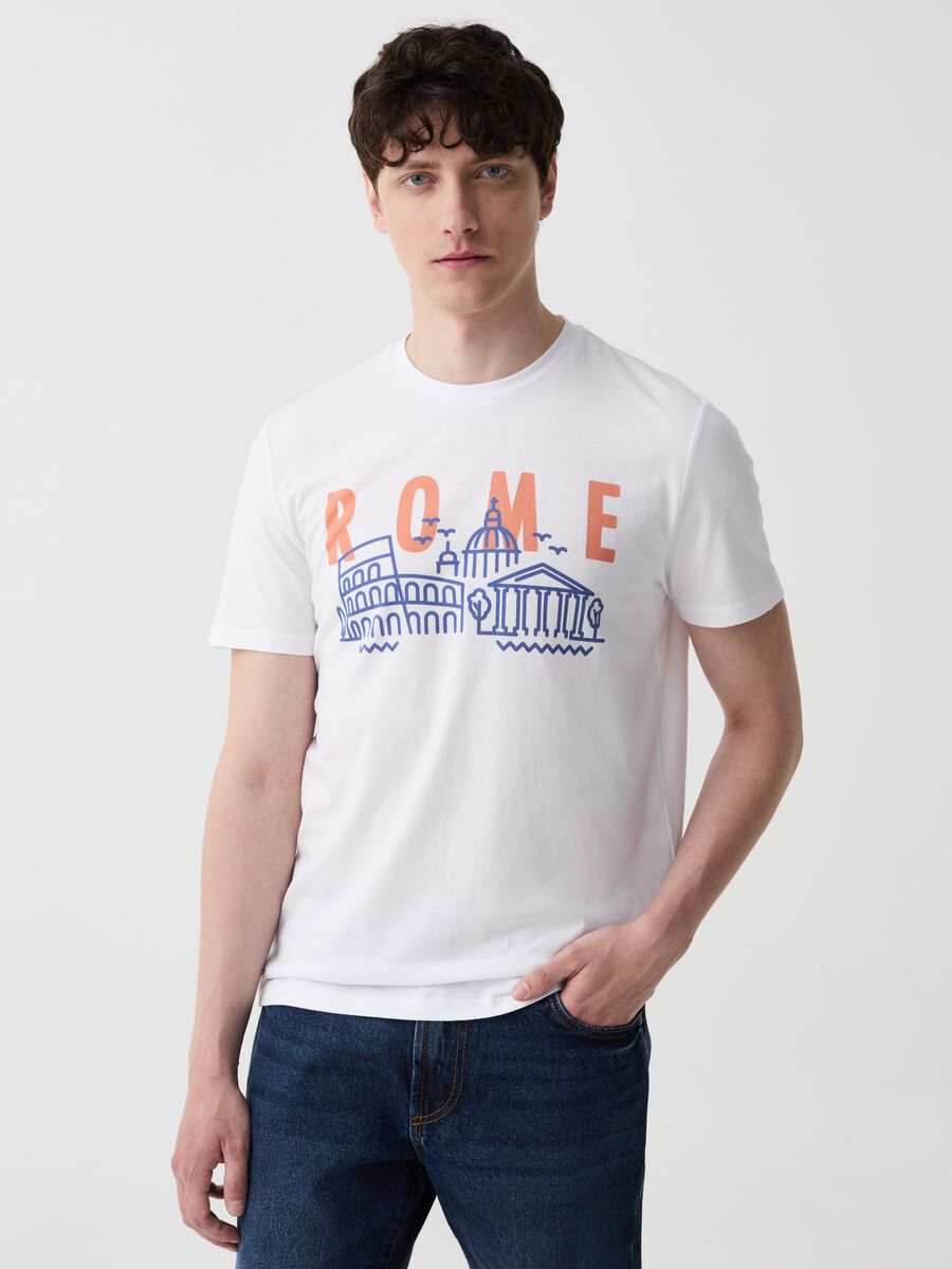 T-shirt in cotone con stampa Roma_0