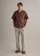 Brown pure cotton regular-fit striped shirt with chest pocket_1