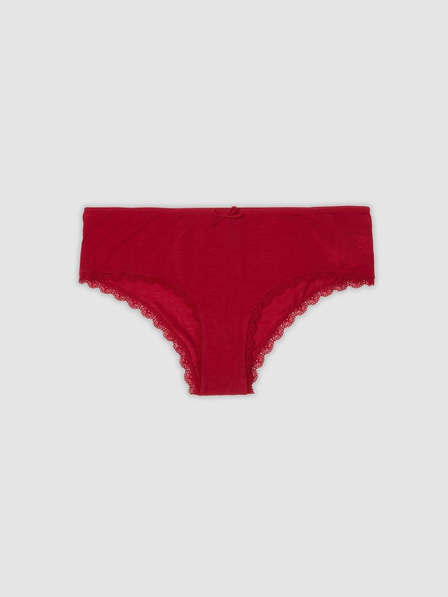 Slip hipster rosso in modal elasticizzato con pizzo_0