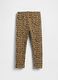 Brown Stretchy Leggings with Leopard Print_1
