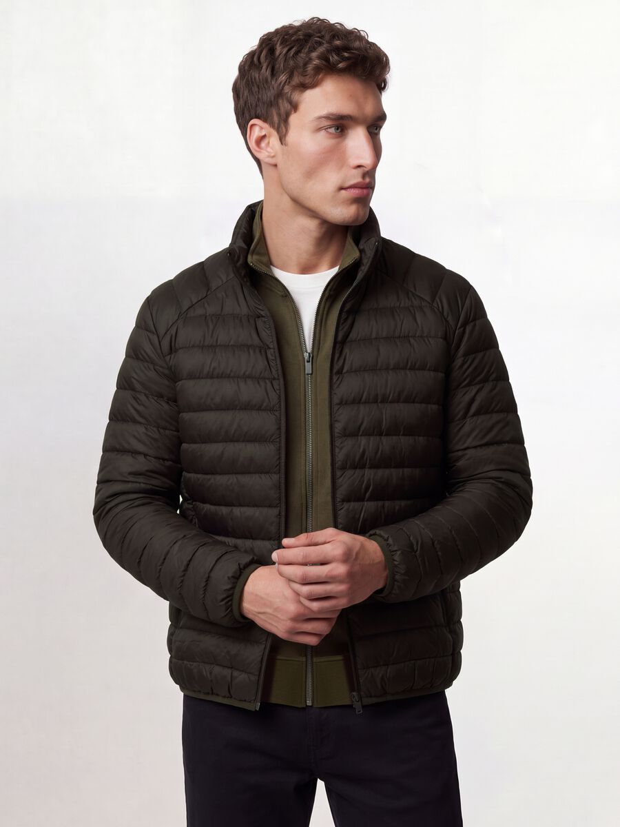 Brown Ultralight Padded Jacket, Regular Fit with Zip_0
