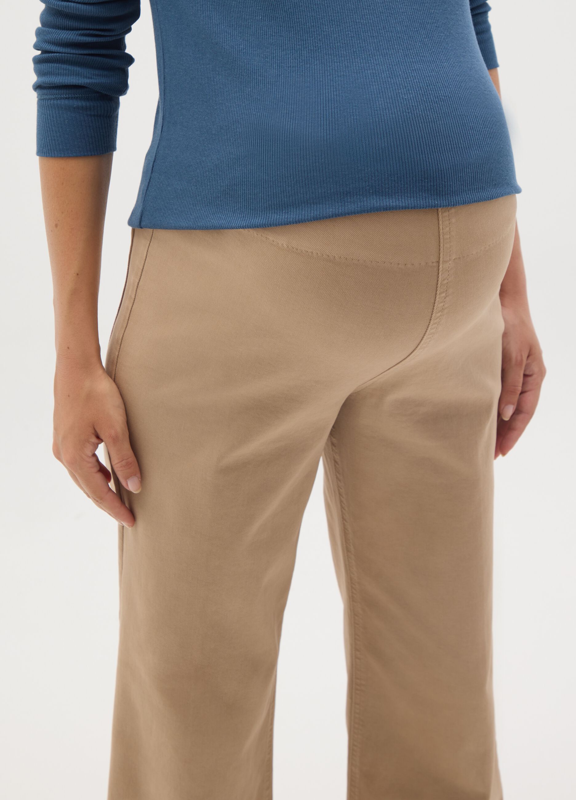Wide Beige Maternity Jeans
