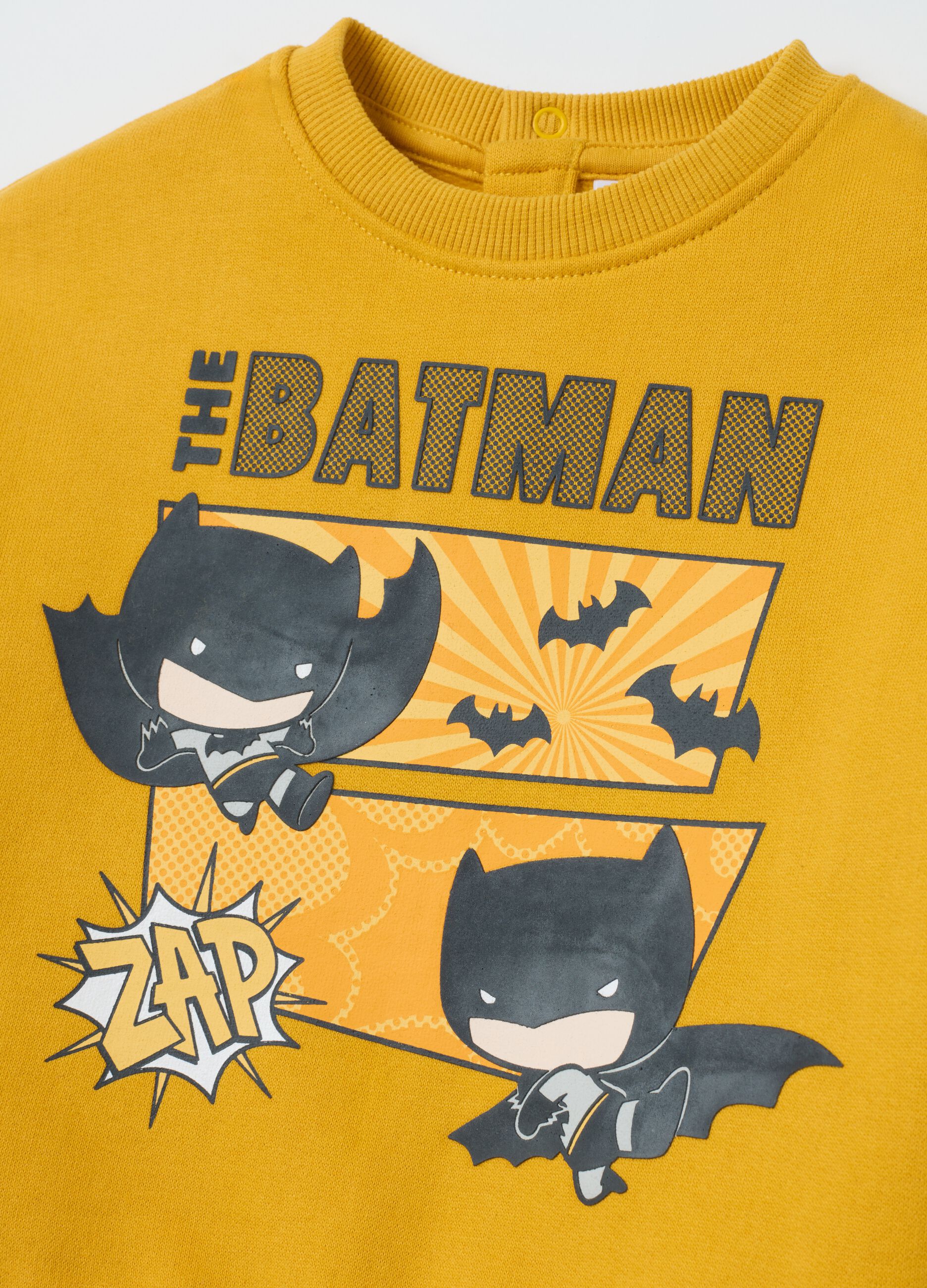 Completo da bambino in puro cotone giallo regular fit con stampa Batman