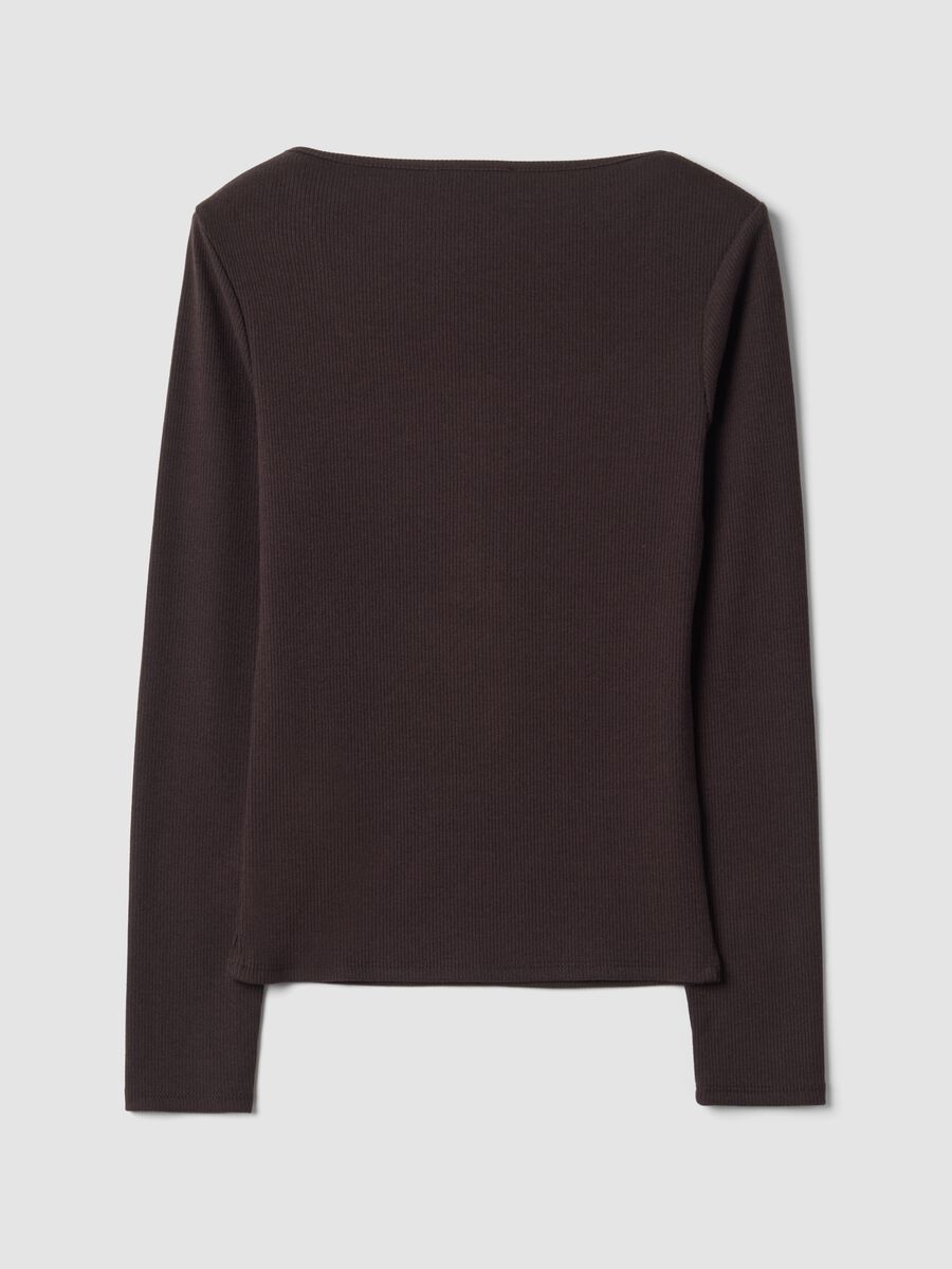 Brown stretch viscose crew-neck T-shirt_5