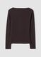 T-shirt marrone in viscosa elasticizzata con girocollo_5