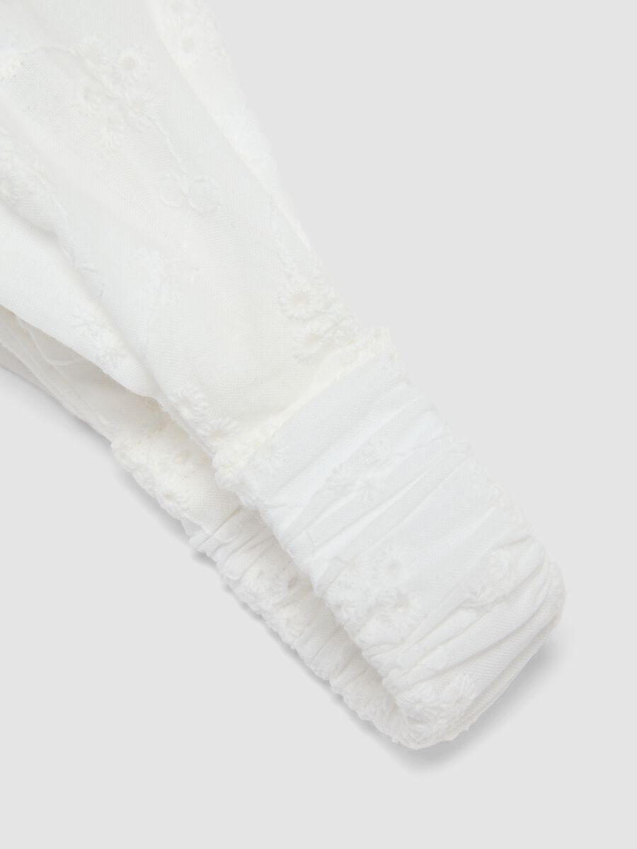 Fascia per capelli bianca in puro cotone sangallo da bimba_2