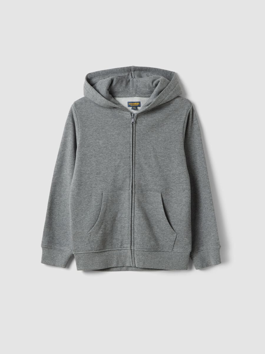 Felpa grigio melange in puro cotone organico con girocollo_0