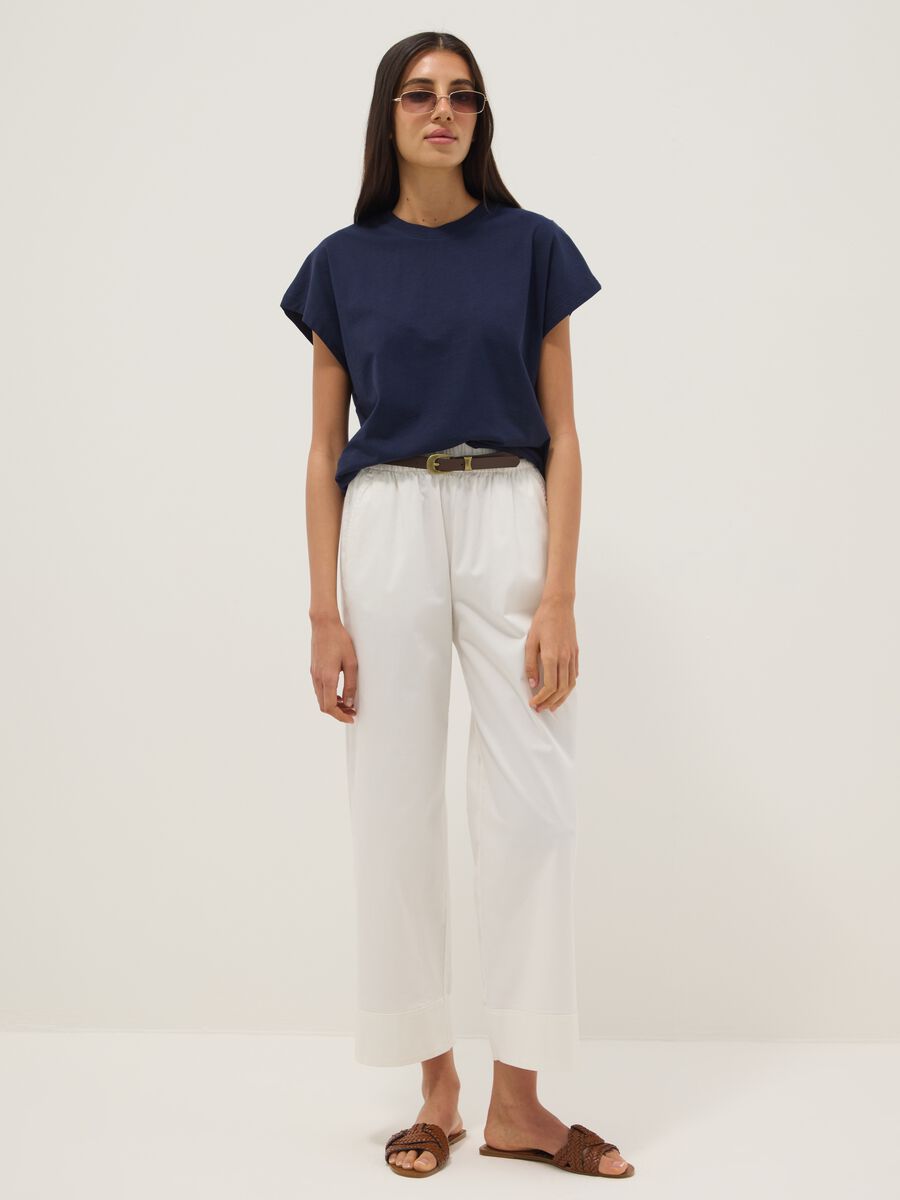 Blue fitted short-sleeve T-shirt in pure cotton_2