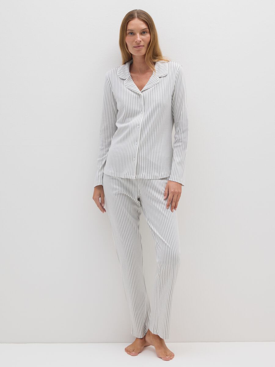 Multicoloured pure cotton pyjamas, regular fit_0