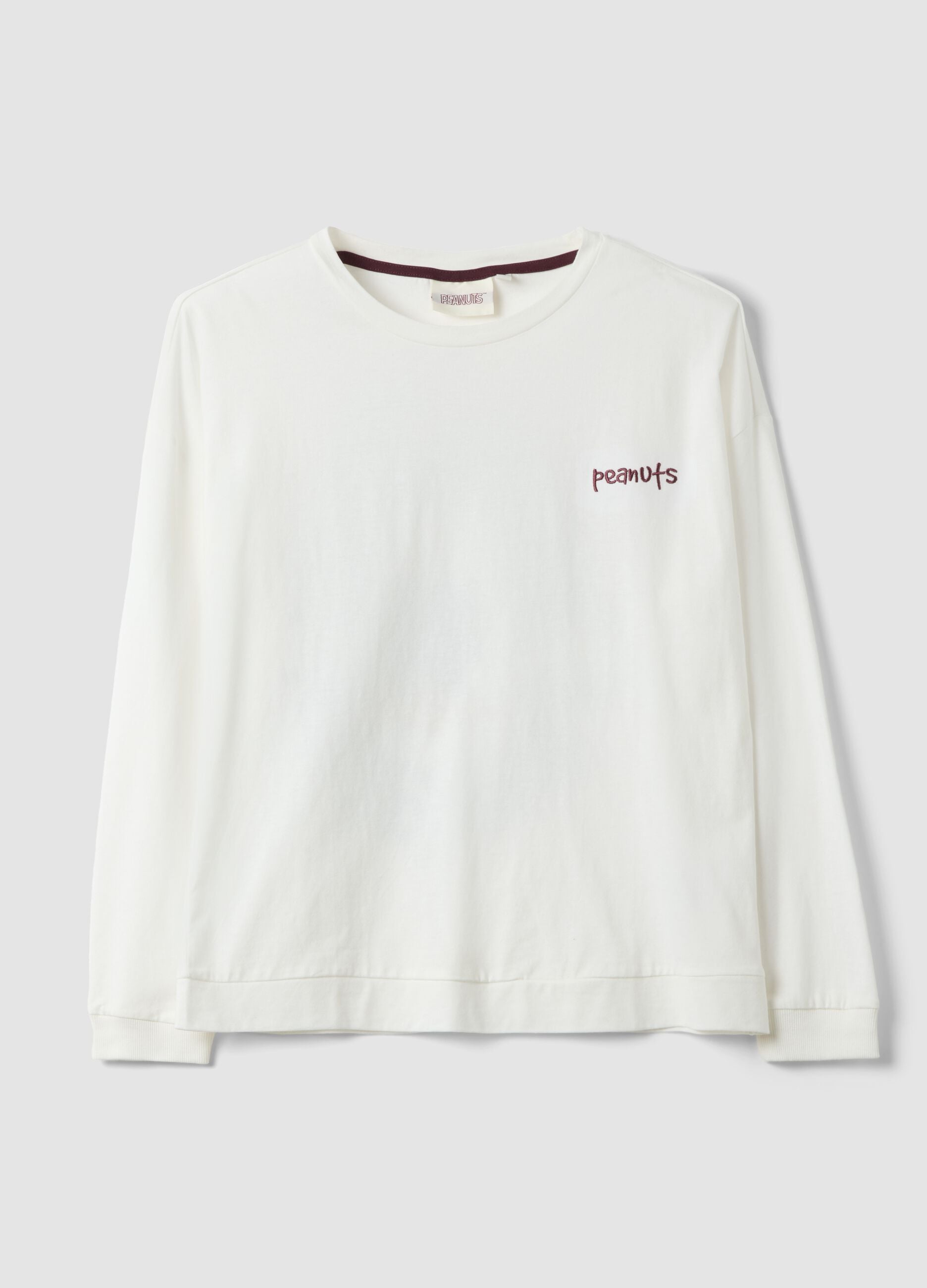 Maglia pigiama bianca in puro cotone con stampa Peanuts