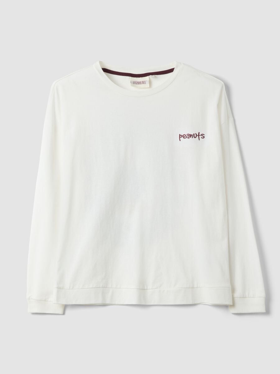 Maglia pigiama bianca in puro cotone con stampa Peanuts_4