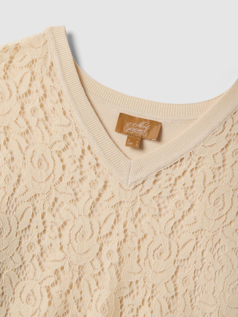 Maglione premaman beige in misto viscosa con lavorazione in pizzo_5