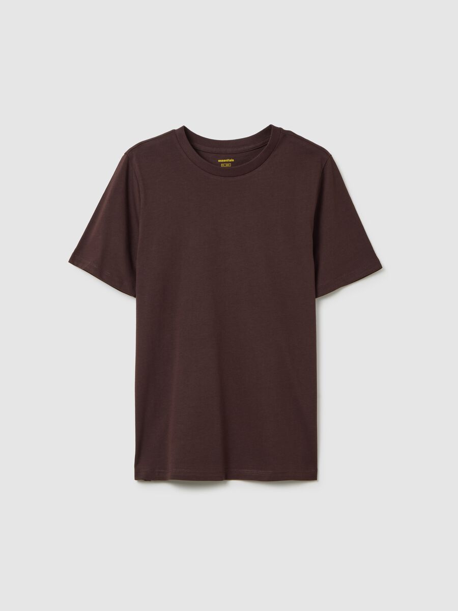 Brown pure cotton T-shirt regular fit_0