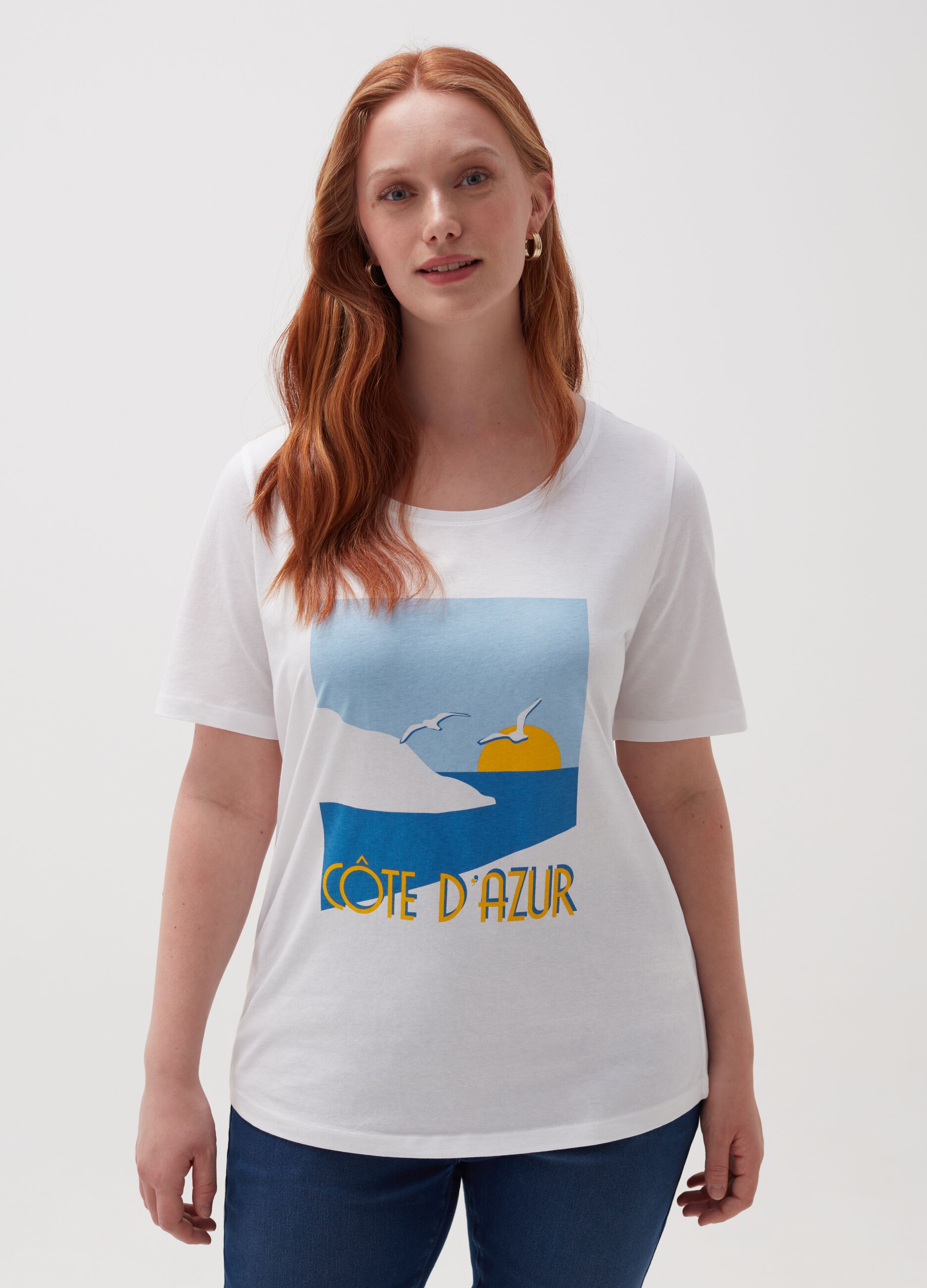 MYA Curvy cotton T-shirt with print