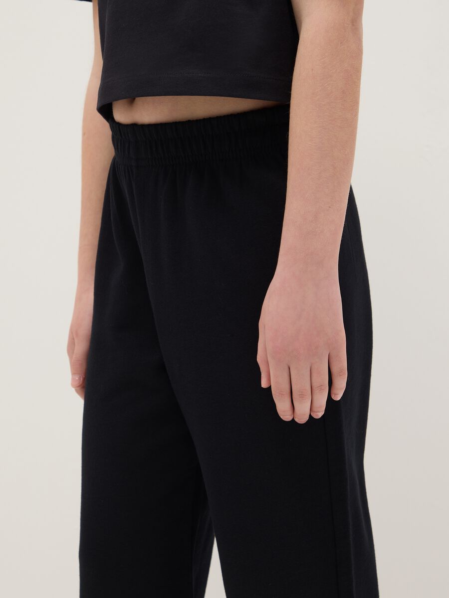 Girls' regular fit black pure cotton jogger trousers_2