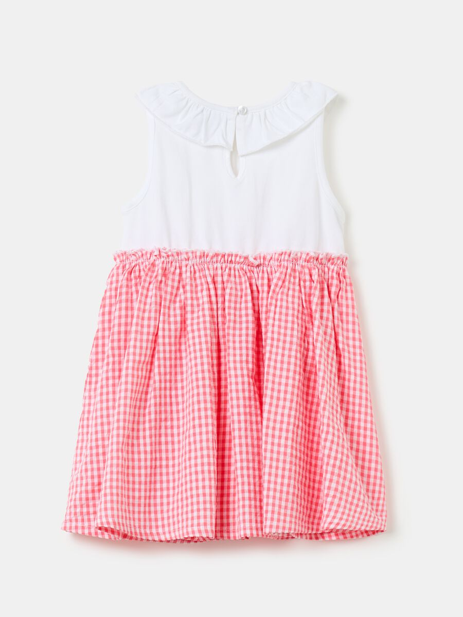 Sleeveless dress with gingham skirt_1