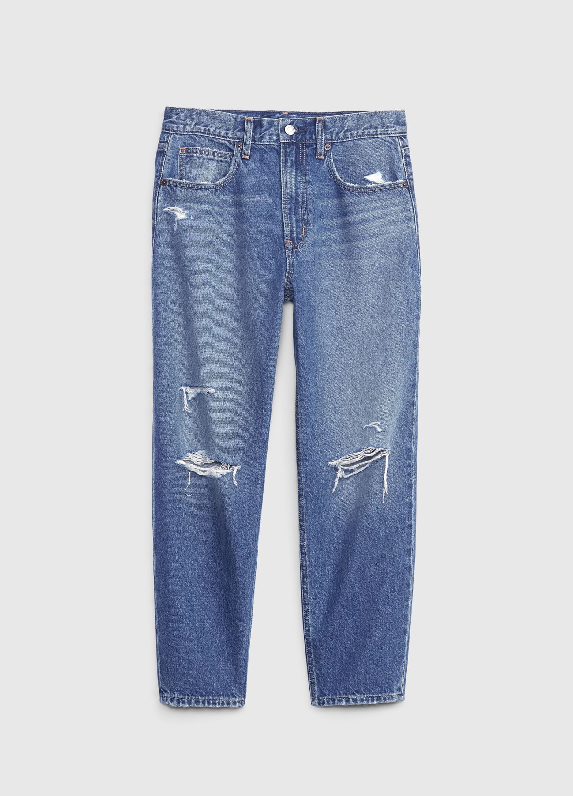 Barrel-leg jeans with rips