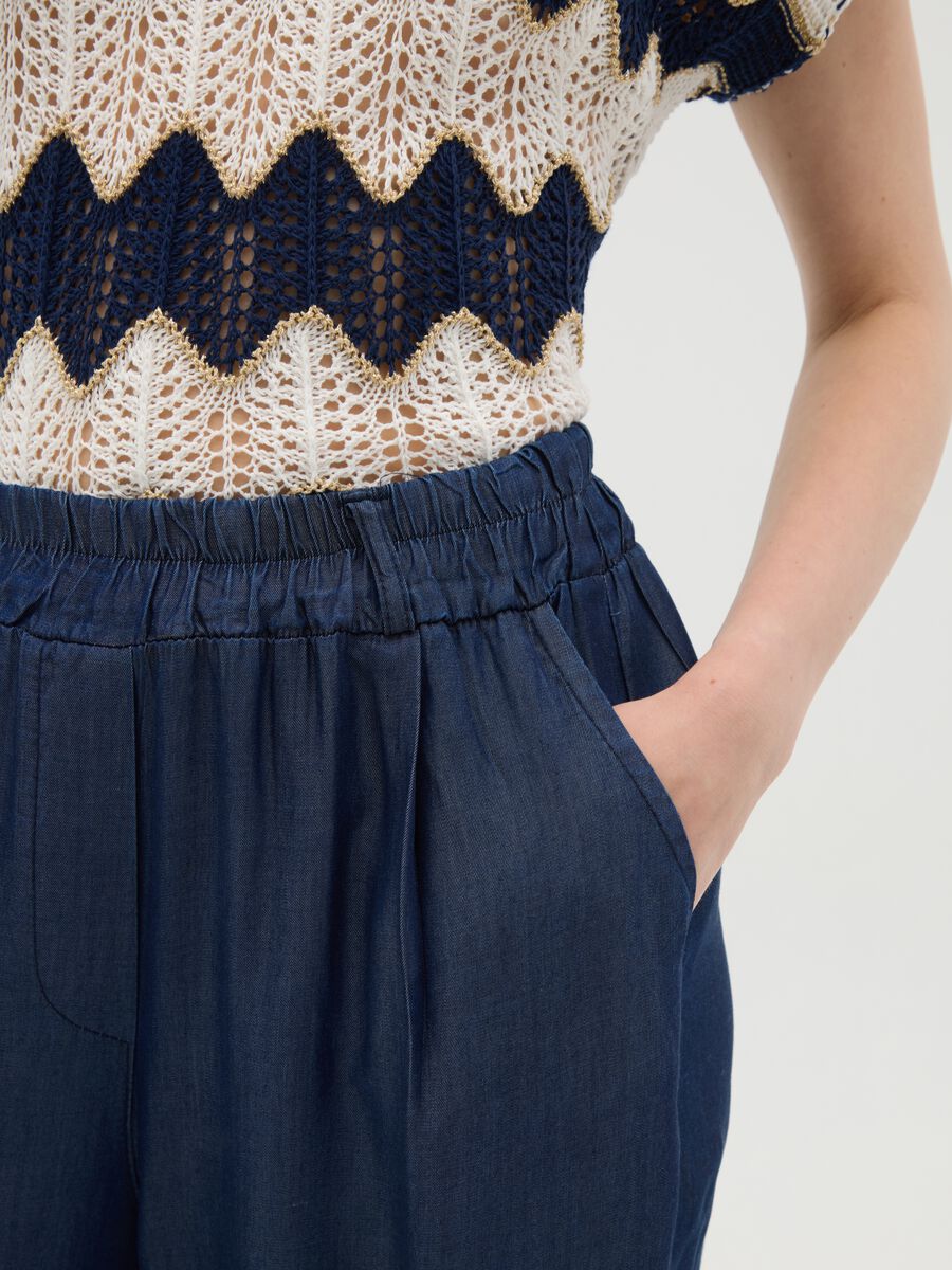 Women's regular fit blue lyocell palazzo trousers_2