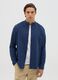 Blue cotton and linen, regular fit men's shirt with band collar_1