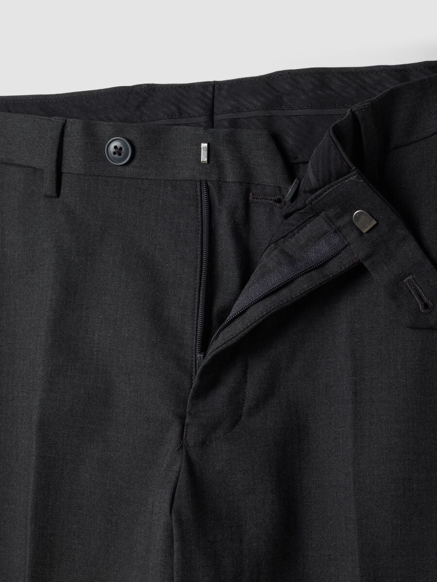 Blue slim-fit stretch viscose trousers_1