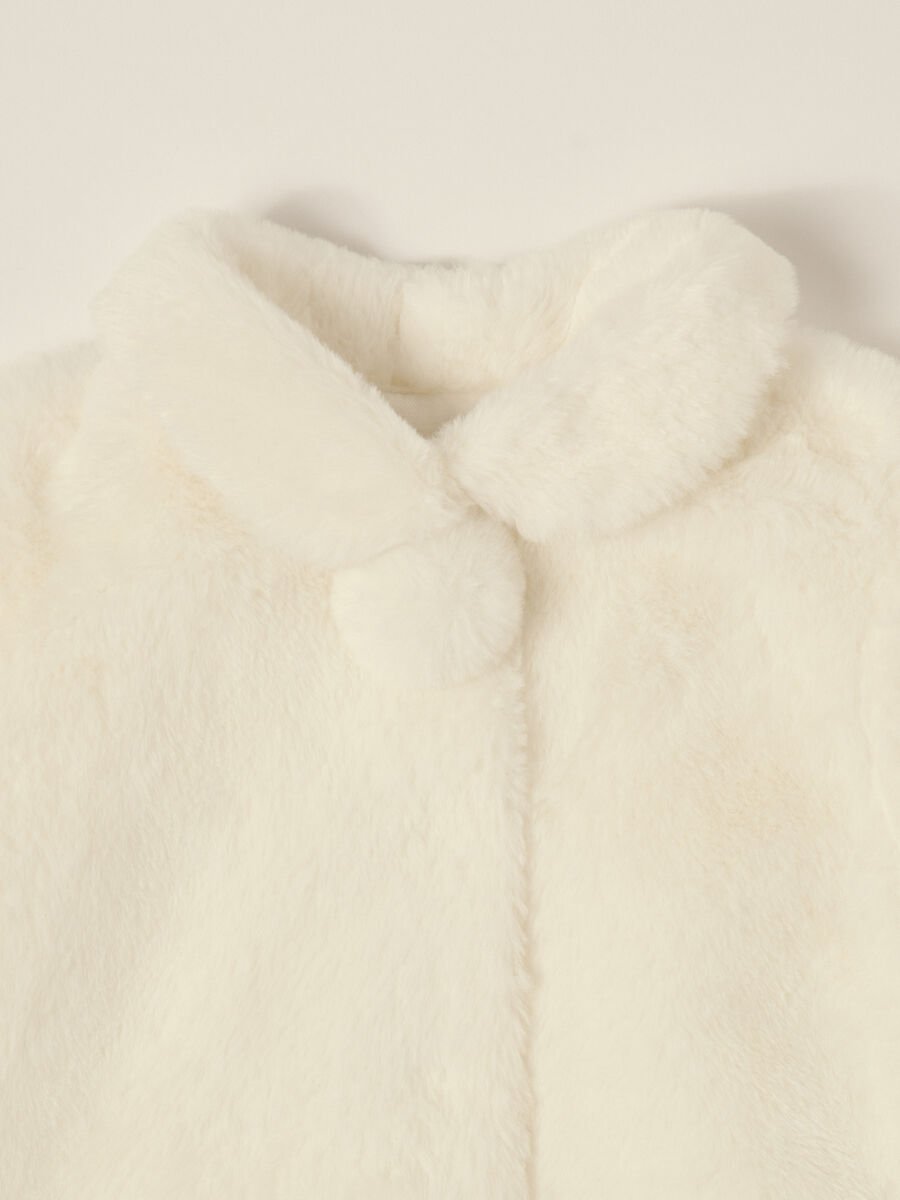 White Faux Leather Jacket for Baby Girl_2