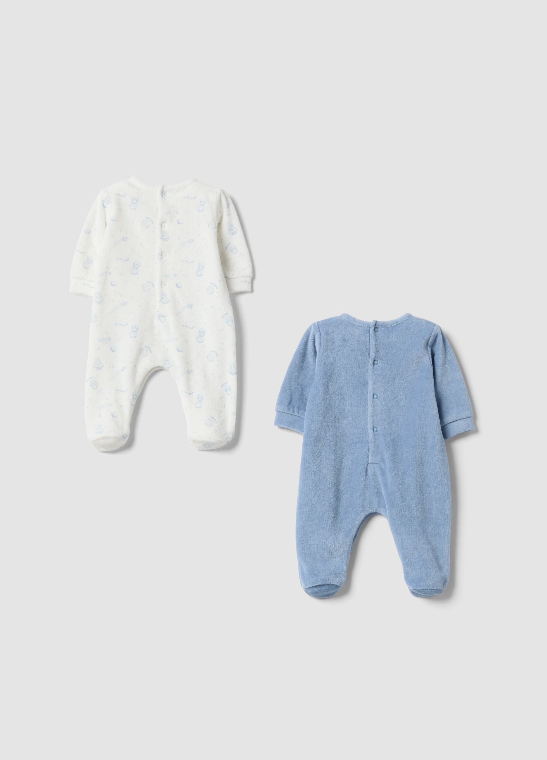2-pack of blue and white cotton-blend sleepsuits for baby