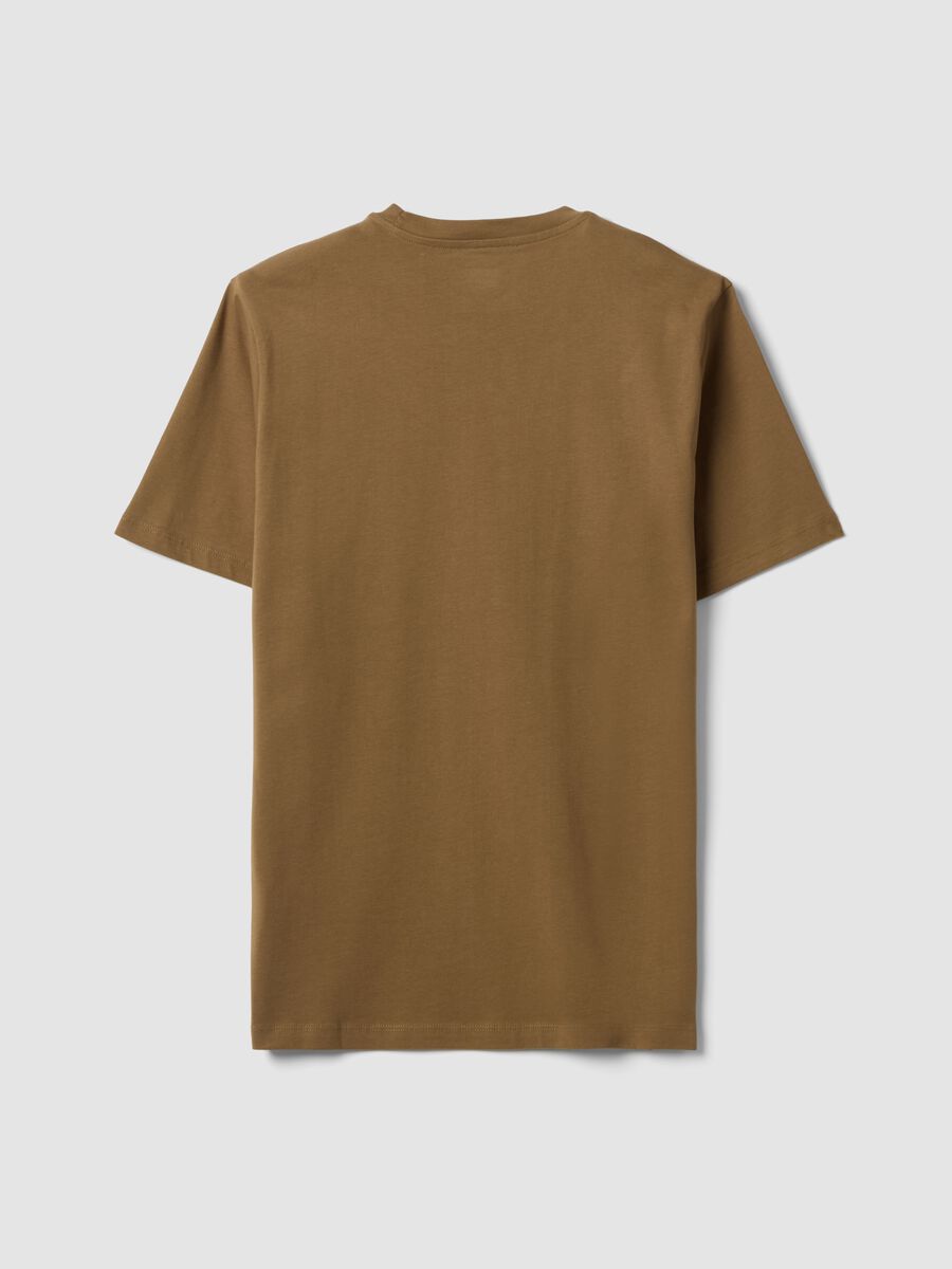 T-shirt marrone in puro cotone organico jersey regular fit_5