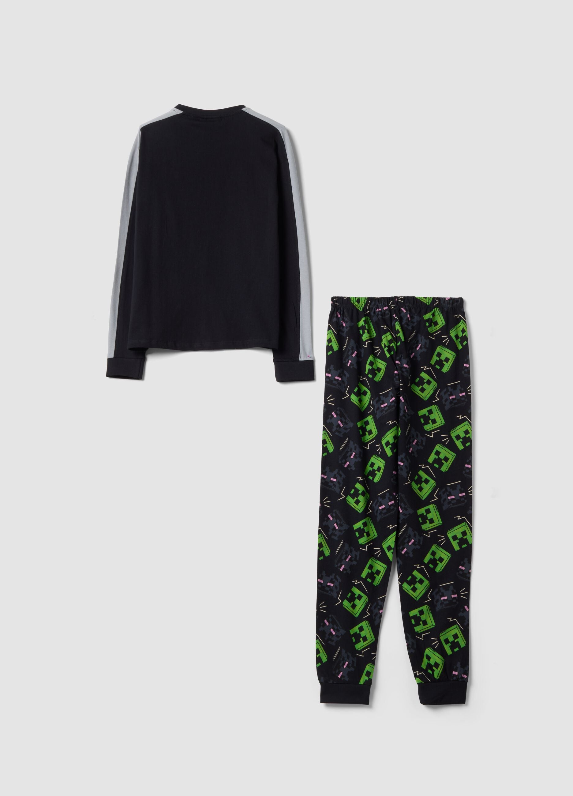 Black organic cotton Minecraft print pyjamas