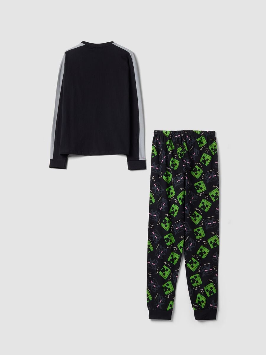 Black organic cotton Minecraft print pyjamas_1